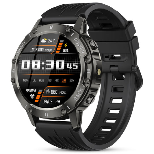 Tikland Smart Watch for Men Answer/Make Call for Android iPhone, 1.39" AMOLED HD Screen Mens Luxury Watch 114 Sports Modes, 400mAh Rugged Smartwatch Pedometer