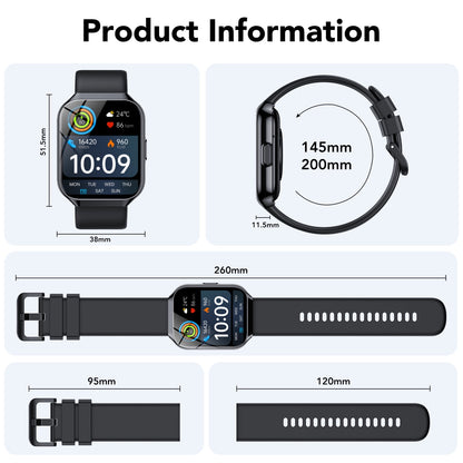 2025 NEW Smart Watch, 1.96''HD Screen SmartWatch for Men Women's, Answer/Make/Message, 100 Sports Modes, IP68 Waterproof Fitness Tracker Compatible with Android and iPhone, Holiday Gifts, Black