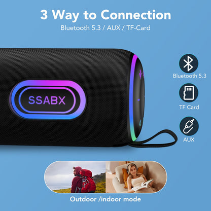 Portable Bluetooth Speaker, IPX7 Waterproof Wireless Speaker, 35W Loud Stereo Sound, 30H Playtime, 10 Colorful RGB Lights, TWS Pairing, Bluetooth 5.3 for Outdoor/Home/Party, Gift Ideas