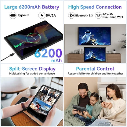 Gstrlinen  10 Inch Android Tablet, 30GB RAM 128GB ROM 2TB Expand, Octa-Core, Widevine L1, 6200mAh Fast Charge, WiFi 6 BT5.4, Black