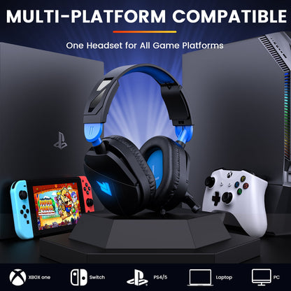 Aptkdoe Gaming Headsets for PC, Gaming Headphones with Noise Canceling Mic, PS5 PS4 Headset with Soft Memory Earmuffs, LED Light, Stereo Sound, 2m Wired Over Ear Headphones for Xbox One, Laptop, Mac