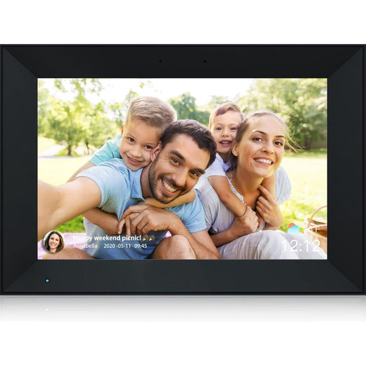 AEEZO Digital Photo Frame 10.1 Inch WiFi Picture IPS HD Touch Screen Smart Cloud Photo Frame with 16GB Storage, Auto-Rotate, Easy Setup to Share Photos or Videos Remotely via AiMOR APP (Black)