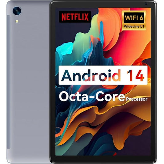 Bestski 10.1'' Android 14 Tablet with Octa-core Processor 10GB RAM 128GB ROM/1 TB Expansion HD IPS Touchscreen,Wi-Fi 6, BT 5.0, Dual Camera,Widevine L1,Gray