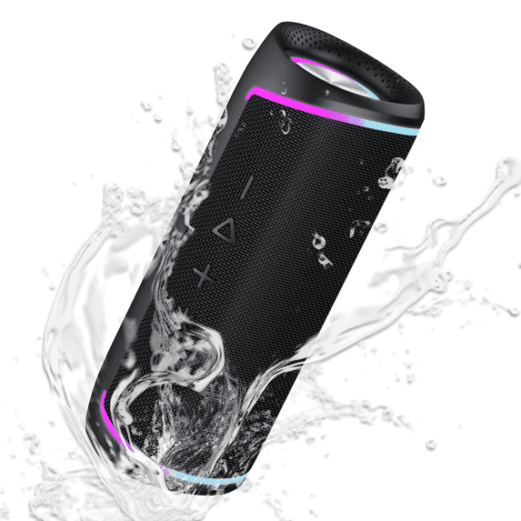 IPX7 Waterproof,30W Portable Bluetooth Speaker, Loud Sound Deep Bass, BT5.3, 24H Playtime, TWS, LED for Outdoor, Home, Party Gift (Black)