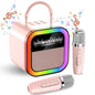 Mini Karaoke Machine for Kids Adults, Portable Bluetooth Speaker with 2 Wireless Microphones, Birthday Gifts for Ages 3-12 Year Old, Voice Changer, Portable Karaoke Machine for Family Party
