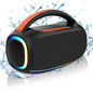 Bluetooth Speaker, Portable Wireless Speaker with RGB Lights, Deep Bass, Waterproof Outdoor Speaker Boombox for Pool Beach Party