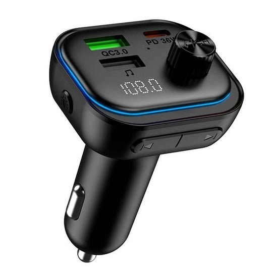 FM Transmitter Bluetooth with USB C Charger & Hands-Free Calling, Wireless Radio Adapter MP3 Player, Supports U Disk/AUX, Bluetooth FM Transmitter for Car, Compatible with iPhone/Android