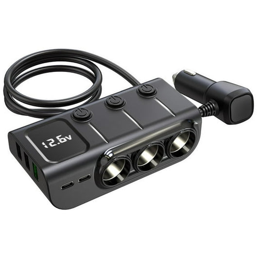 Car Charger Cigarette Lighter Adapter, 168W 5 in 1 Fast Phone Charging Built-in Replaceable Fuse, Socket Splitter with USB C and USB i Cord, Fit for Phone, iPad, Galaxy, GPS