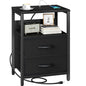EZKAMFORT Night Stand Set 2 for Bedroom, Side Table with Charging Station, Black End Tables with Usb Ports and AC Outlets
