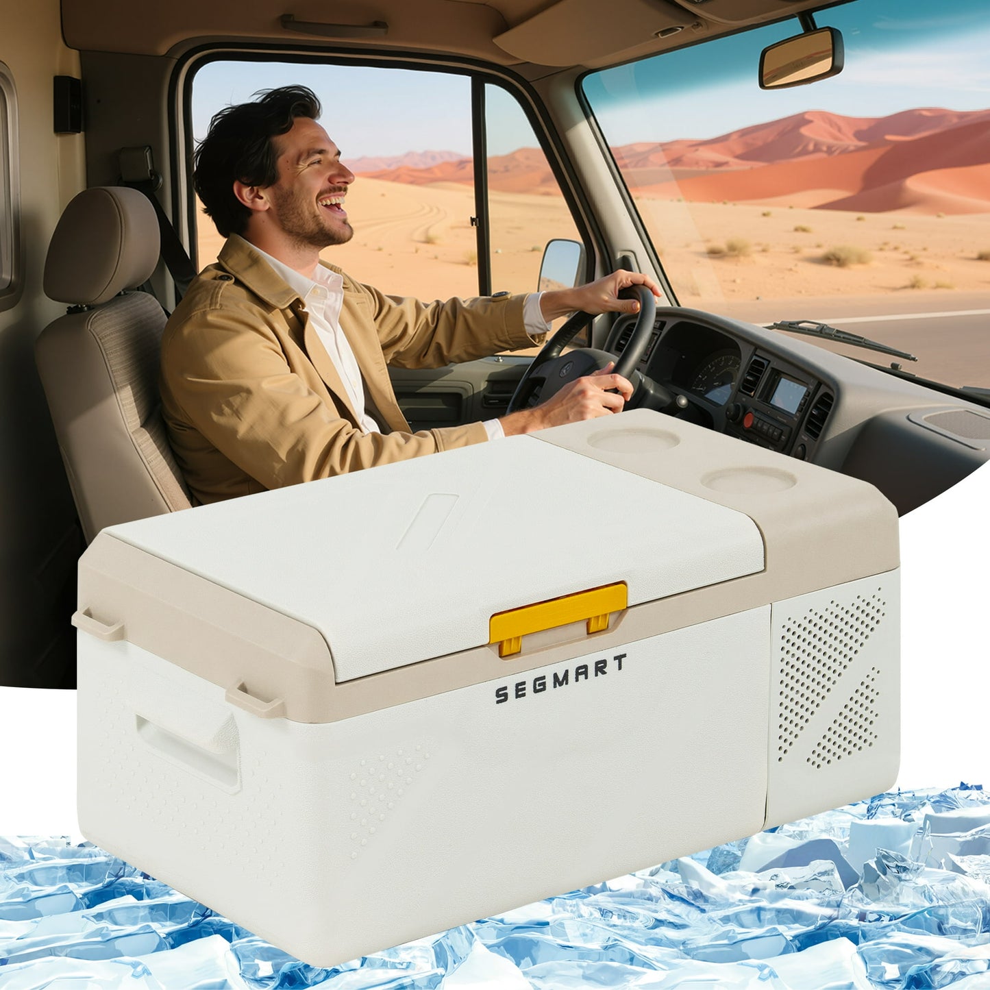 Seizeen 12V Car Refrigerator, 16.8 QT(15.9L) Portable Electric Refrigerator for Outdoor, 12/24V DC & 100-240V AC, 45db Noise, Small Mini Refrigerator for Home & RV Use