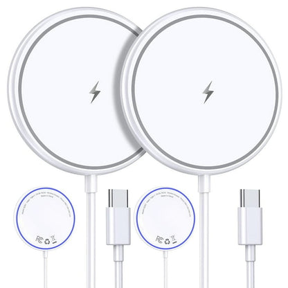 FAMOO Mag-Safe Charger Magnetic Wireless Charger: 2 Pack 15W Fast Charger for iPhone 16/15 /14/13/12, White