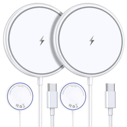 FAMOO Mag-Safe Charger Magnetic Wireless Charger: 2 Pack 15W Fast Charger for iPhone 16/15 /14/13/12, White
