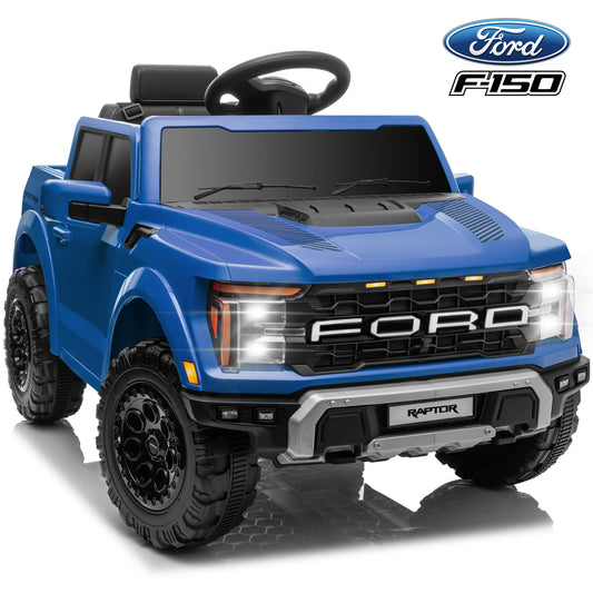 Ford F150 Electric Car for Kids, 12V Ride on Cars Toys for Toddler with Remote Control, Powered Ride on Car with Bluetooth LED Light, Gift for Boys Girls 3-6, Blue