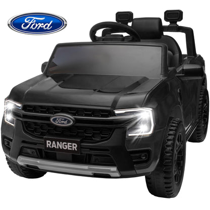 Ford Ranger Ride on Truck, 12V Powered Ride on Toy Cars with Remote Control, Bluetooth, MP3 Player, Safety Belt, LED Lights, Horn, Rear Wheels Drive Kids Electric Car for Boys Girls 3-6 Ages, Black