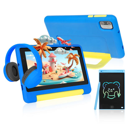 7-inch Kids Learning Tablet Bundle - 8GB RAM + 64GB ROM (Expandable to 128GB) | Parental Control, Pre-Installed Kids Software, Dual Camera | Includes Headphones, Stylus & Bag - Blue