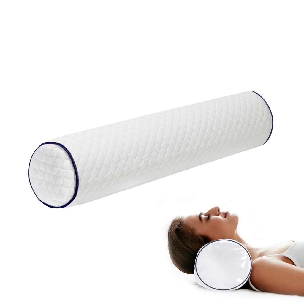 Neck Roll Pillow for Neck Relief – Extra Dense Memory Foam Round Cylinder Bolster for Cervical Support