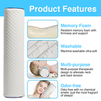 Neck Roll Pillow for Neck Relief – Extra Dense Memory Foam Round Cylinder Bolster for Cervical Support