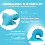 Gstrlinen Neck & Shoulder Relaxer Cervical Traction Device for TMJ Relief, Chiropractic Neck Stretcher Pillow for Cervical Spine Alignment and Tension Release (Blue)