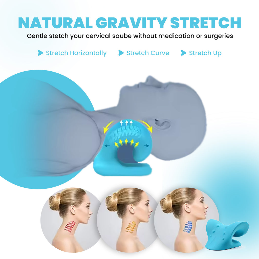 Gstrlinen Neck & Shoulder Relaxer Cervical Traction Device for TMJ Relief, Chiropractic Neck Stretcher Pillow for Cervical Spine Alignment and Tension Release (Blue)