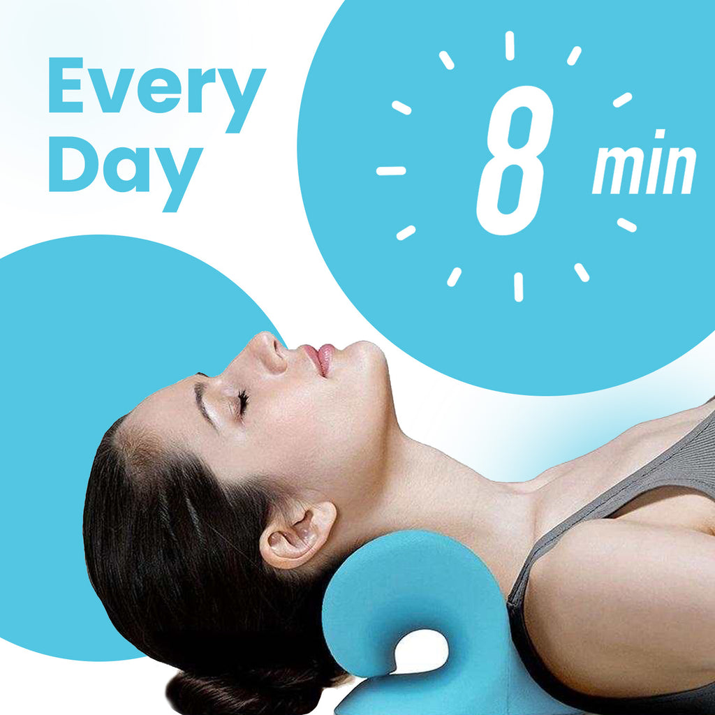 Gstrlinen Neck & Shoulder Relaxer Cervical Traction Device for TMJ Relief, Chiropractic Neck Stretcher Pillow for Cervical Spine Alignment and Tension Release (Blue)