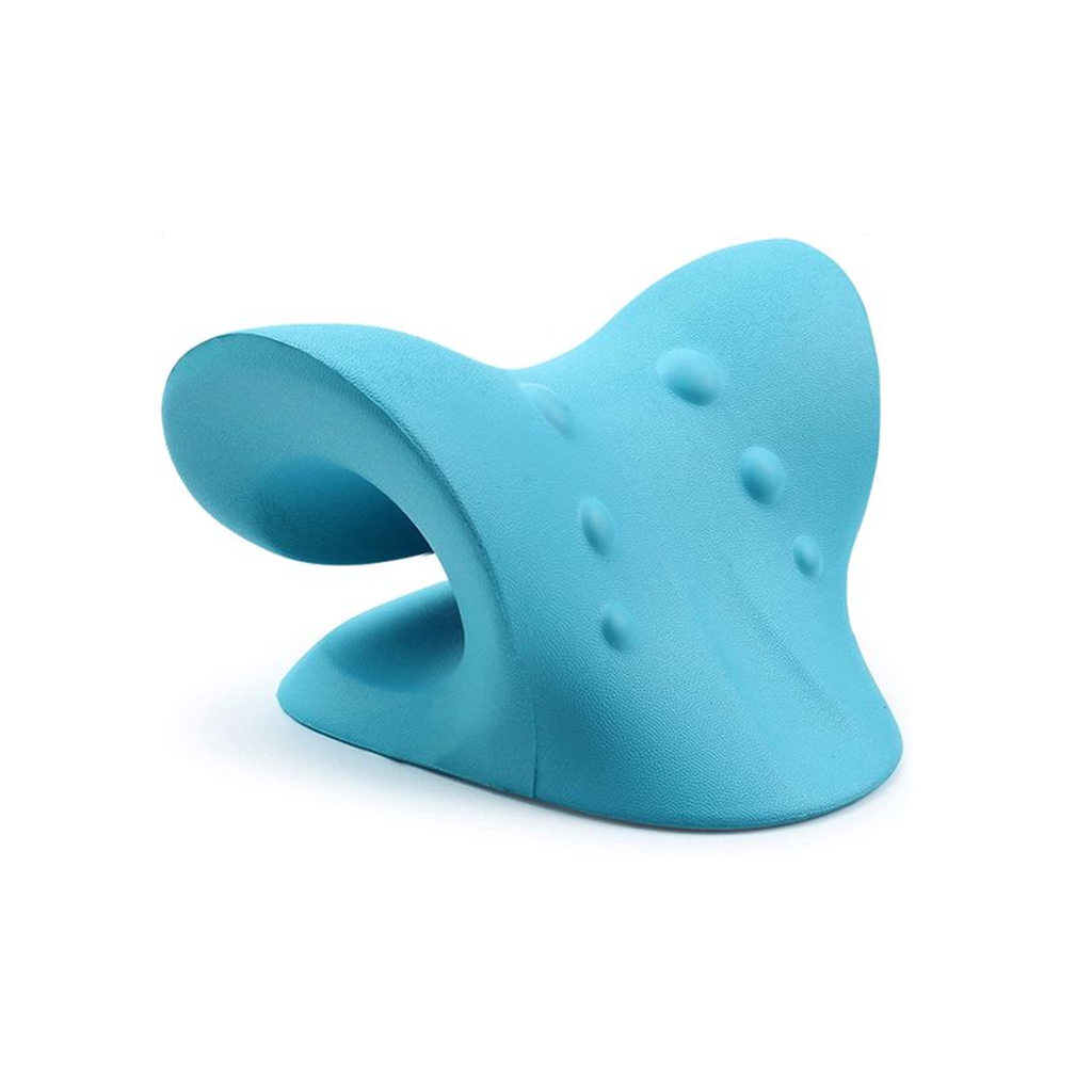Gstrlinen Neck & Shoulder Relaxer Cervical Traction Device for TMJ Relief, Chiropractic Neck Stretcher Pillow for Cervical Spine Alignment and Tension Release (Blue)