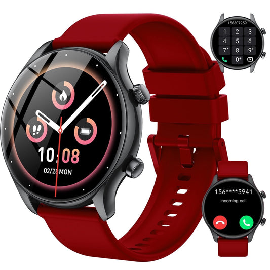 New Men's Smart Watch, 1.39" HD Screen Fitness Tracker with Bluetooth Calling (Answer/Make/Message), Smartwatch Fits for Android and IPhone, 100+ Sports Modes, IPX8 Waterproof, for Gift Red