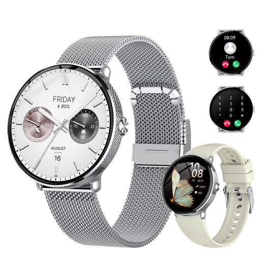 New Women's Smartwatch for Android and Iphone, 1.19" HD Fitness Tracker, 120+ Sports Modes, Fitness Watch with Answer/Make Calls/Message Reminder, IP68 Waterproof Smart Watches with Steel Band, Gift