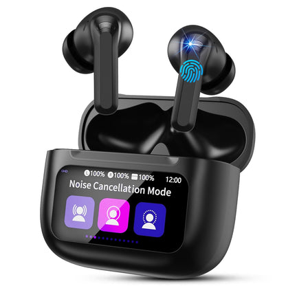 Touch Screen Wireless Earbuds Bluetooth Headphones with 50H Playtime, Noise Cancelling Headphones with Mic IPX7 Waterproof in Ear Earphones for Pad Android/iOS Phones Gifts for Women Men, Black