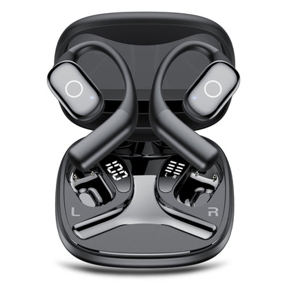 Open Ear Headphones, Bluetooth 5.4 Earphones Stereo Sound, Wireless Headphones 30 Hours Playback, Type-C Charging, Clear Calls, Waterproof Open Ear Earbuds,Black