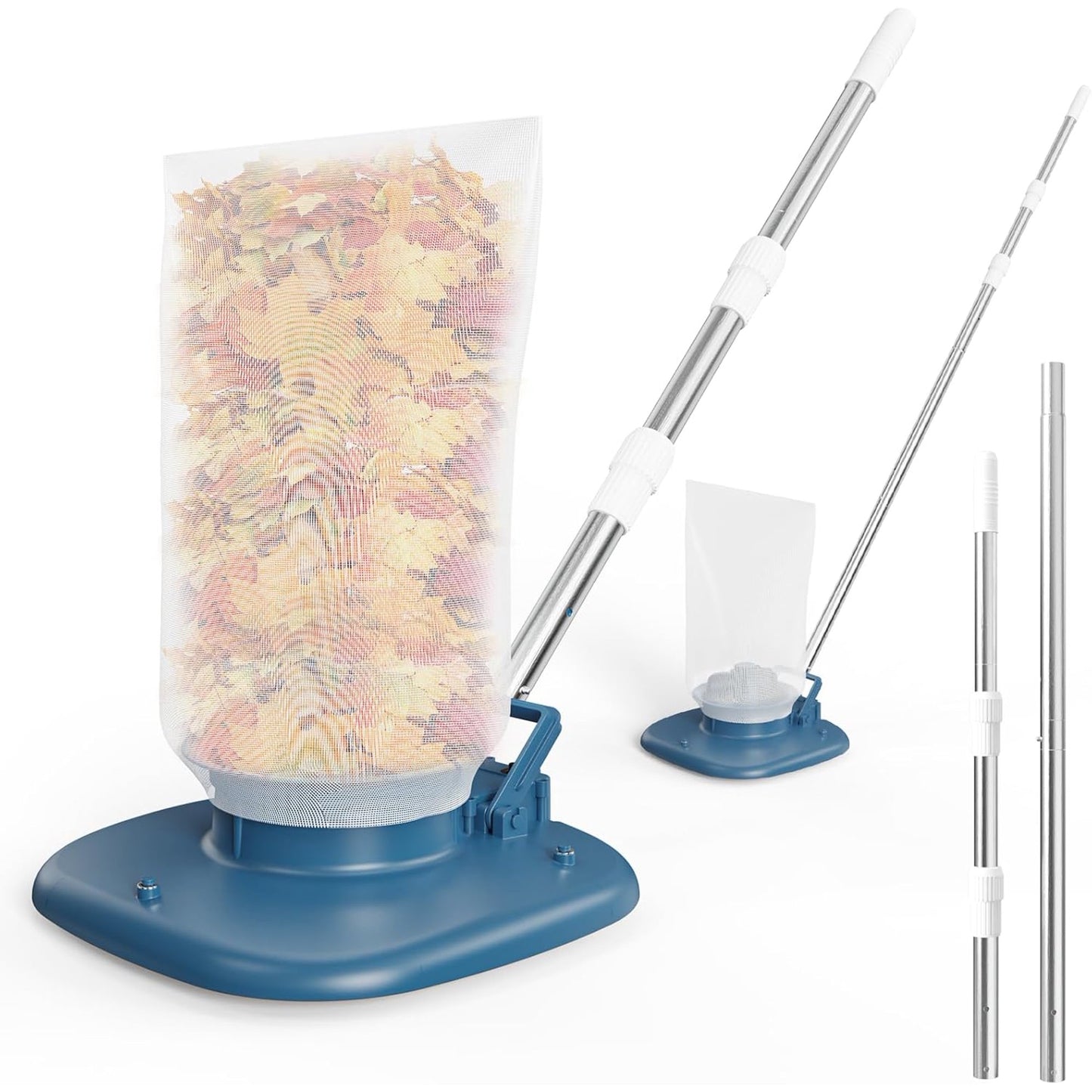 Pool Leaf Vacuum with Telescopic Pole – 83GPM Cordless Rechargeable Pool Vacuum for Inground & Above Ground Pools, Spa & Hot Tub – 6.6Gal Leaf Catcher Bag, Ideal for Heavy Debris Areas