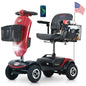 SEGMART Upgrade Mobility Scooter with Windshield, Travel Electric Wheelchair for Adults Senior, Outdoor Mobility Scooter with Cup Holders & USB Charging Port, 300 lbs, Red, SS462