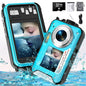 SEREE Waterproof Camera for Youtube 4K Digital Camera FHD 64MP Dual Screens Outdoor Underwater Cameras for Snorkeling
