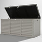 SYNGAR 130GAL Deck Box with 2 Handles & Metal Hydraulic, Large Resin Outdoor Storage Box, Gray