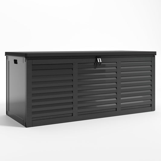 Seizeen 130 Gallon Outdoor Storage Box, Resin Deck Box, Waterproof Large Patio Lockable Deck Box for Outside Cushions, Pool Accessories, Throw Pillows, Garden Tools, Black