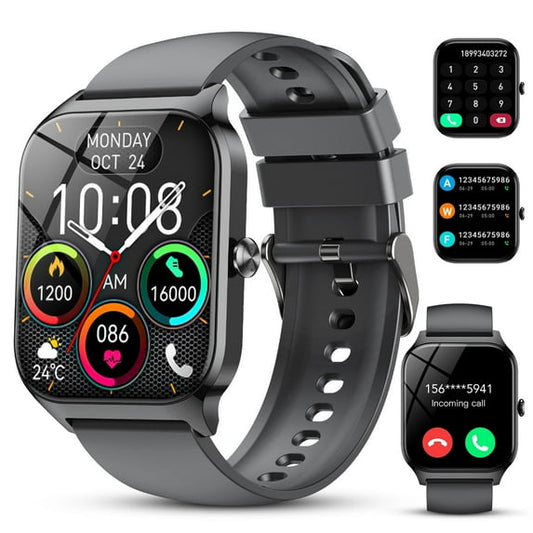 Smart Watch Fits for Android and IPhone, 1.85 inch Fitness Tracker, Men Women's Smartwatch with Answer/Make Calls/112+ Sports Modes/Message Reminder, IP68 Waterproof, for Gift Black