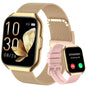 Tikland Smart Watch for Women 1.96'' Fitness Tracker Gold Smart Watches for Women Digital Watches 120 Sports Mode Make/Answer Call Waterproof Running Smartwatch Fits for Android iPhone 2 Straps