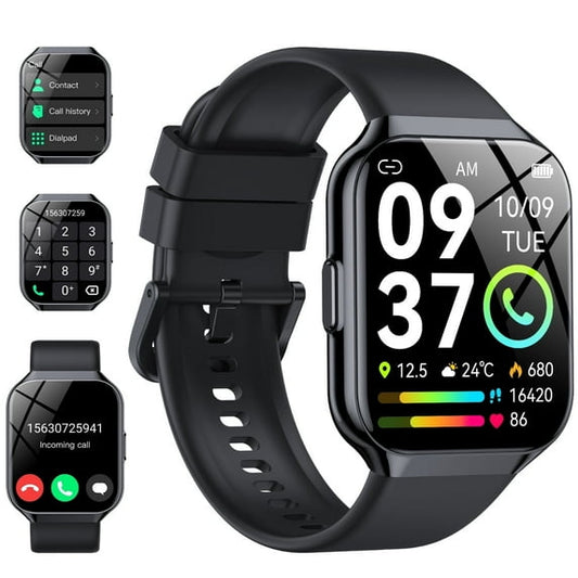 Smart Watches Fit for Android and iPhone, IP68 Waterproof Smartwatch for Women Men 110+ Sports Modes 1.96-inch Fitness Tracker, Smart Watch with Bluetooth Call, for Gift Black