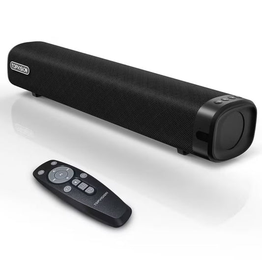 TOPVISION Sound Bar for TV, 50W Bluetooth Soundbar with Subwoofer, 3D Surround Sound System with Optical/AUX/RCA/USB