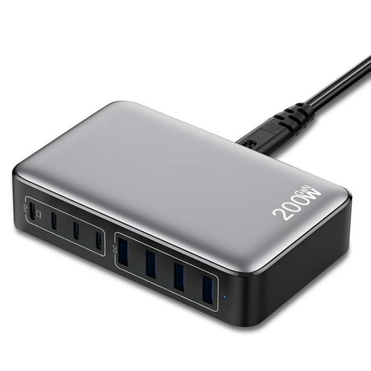 VAMOUT 200W USB C Charger Block, 8-Port GaN III Charging Station, PD 65W Fast Desktop Charger Laptop Charging Adapter Compatible with MacBook Pro/Air, iPhone 16/15/14, Steam Deck, Galaxy, Dell Etc