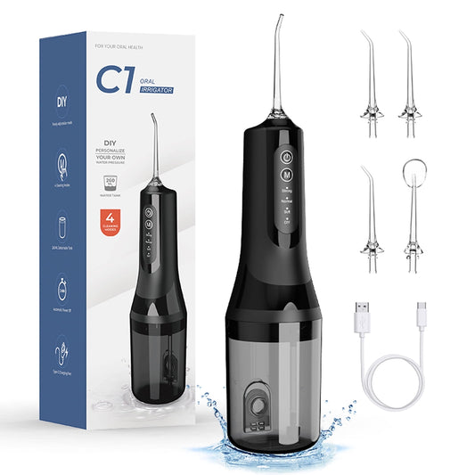 Water Flosser Teeth Cleaner, 4 Modes Rechargeable Portable Cordless Oral Irrigator 260ML Electric Dentel Flossers With DIY Strength, IPX7 Waterproof Travel Flossing Cleaning Picks for Home