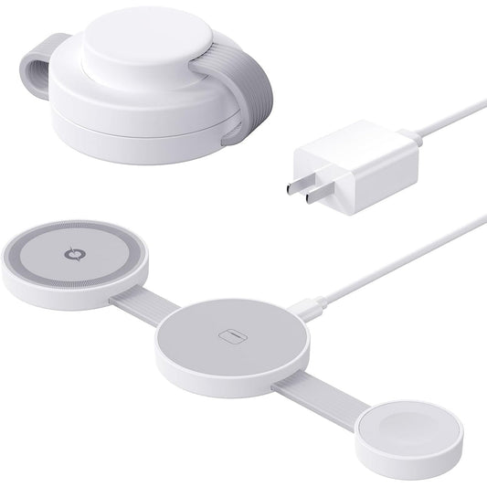15W Magsafe Charger-3 in 1 Charging Station Compatible with iPhone16 15 14Pro Max, Andorid, Wireless Charger Dock Compatible for Apple Watch & AirPods 4 3 Pro, White