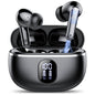 Wireless Ear Buds 50H Playback LED Power Display Earphones with Wireless Charging Case Headphones IPX7 Waterproof in-Ear Earbuds with Mic Compatible for iPhone Android Black
