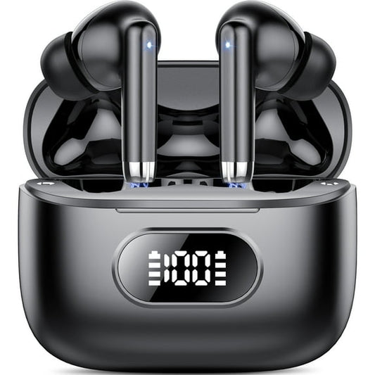 Wireless Ear Buds, Earbuds Bluetooth 5.3 Headphones 60H Playtime LED Display, HiFi Stereo Sound Waterproof in-Ear Earphones with 4 Microphone