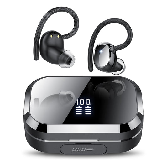 Tikland Wireless Earbuds 120H Bluetooth 5.3 Headphone Sport, 2025 Bluetooth Earbuds Stereo Deep Bass Over Ear Bud with Earhooks, ENC Noise Cancelling, IPX7 Waterproof Earphone Fits for Android iPhone