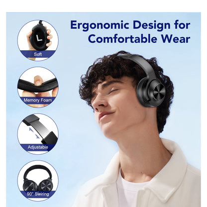 Tikland Noise Cancelling Headphones Wireless Bluetooth over Ear 65 Hrs Playtime Wireless Headphones with Microphone Lightweight Headset with Deep Bass Stereo Sound Compatible for iPhone Android