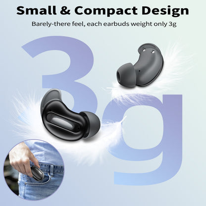 Sleep Earbuds, Mini ANC Wireless Earbuds, In Ear Bluetooth 5.4 Headphones Deep Bass Stereo, 48H Playtime Ear Buds with 4 Noise Cancelling Mic, IP7 Waterproof Earphones for Side Sleepers,Touch Control