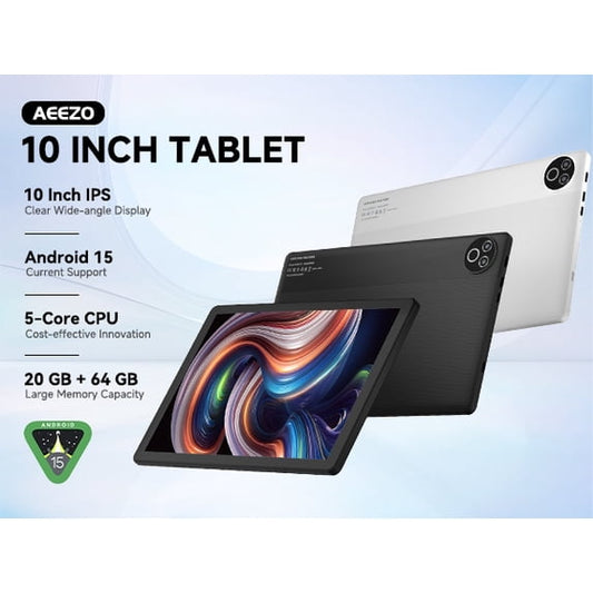 Gstrlinen  10.1 Inch Tablet, 20GB RAM 64GB ROM, 5-Core CPU WiFi 6, Android 15 GO, Black
