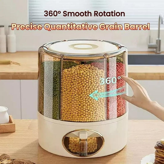 Keaizyiou Plastic Grain Dispenser with 360° Rotating Storage Container and Sealed Lid