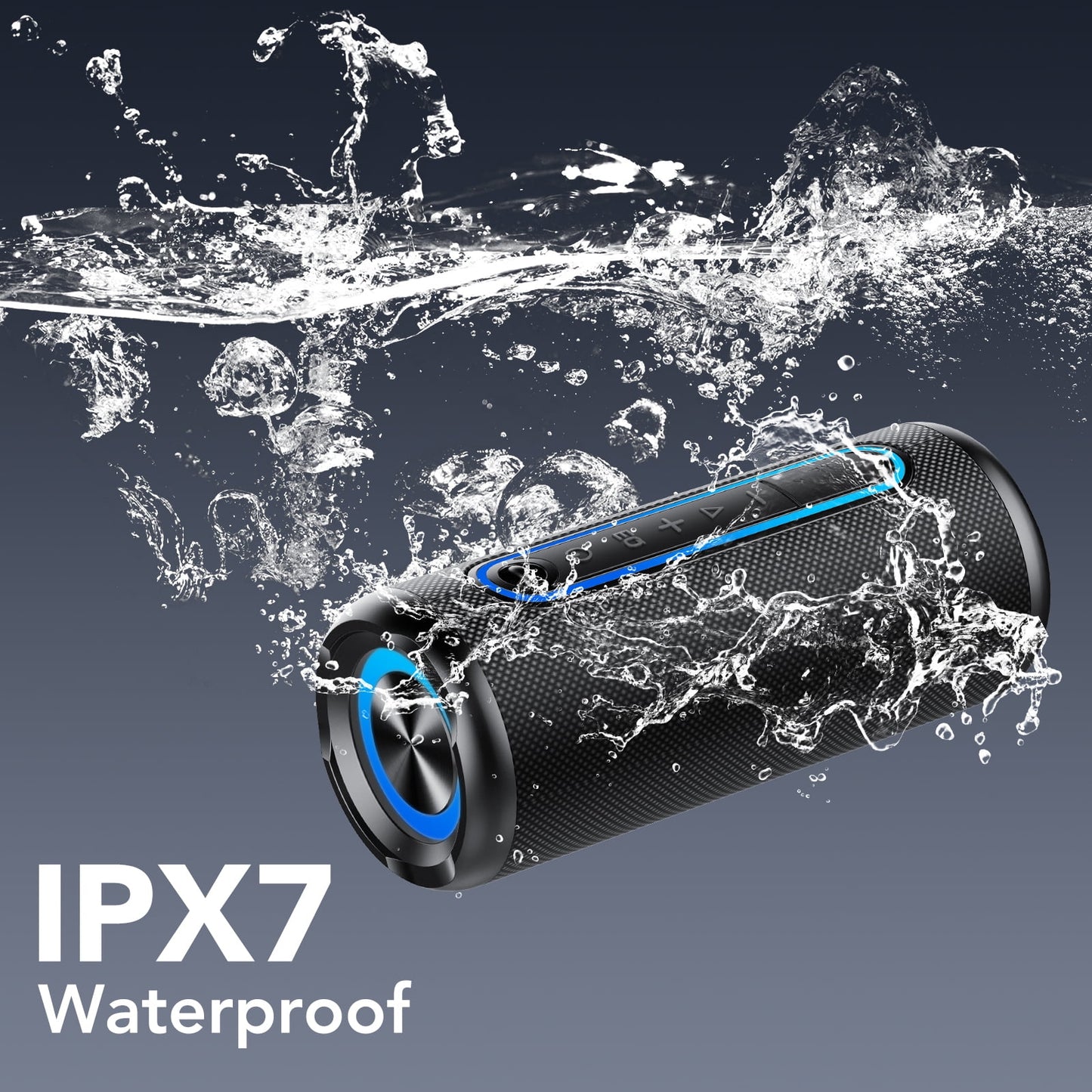 Portable Bluetooth Speaker IPX7 Waterproof Wireless Speaker with 30W Powerful Speaker 24Hrs Playtime Colorful Flashing Lights TWS Wireless Pairing for Outdoor/Party/Beach/Travel/Gifts